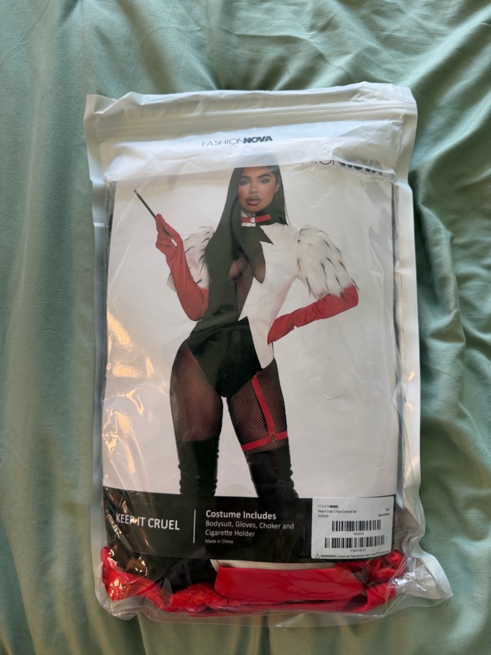 Fashion Nova Black, White & Red Cruella-Inspired Bodysuit Costume